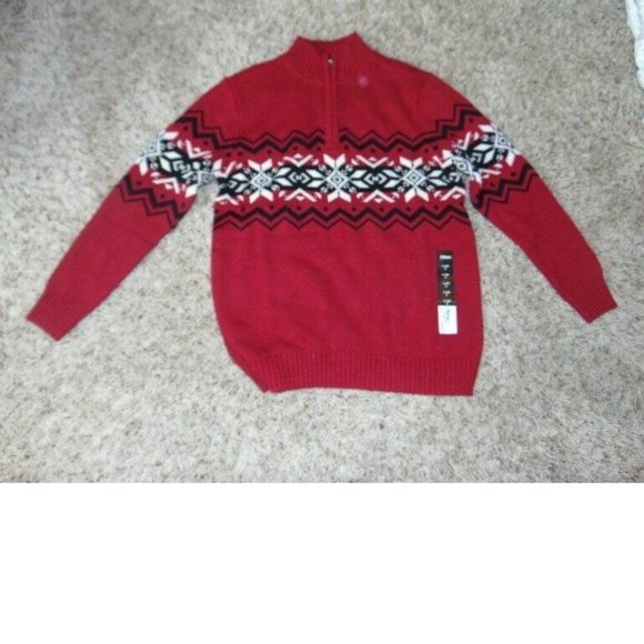 *Christmas Sweater Urban Pipeline sz Small Red Argyle Long Sleeve Zip Neck Boys - Picture 2 of 5